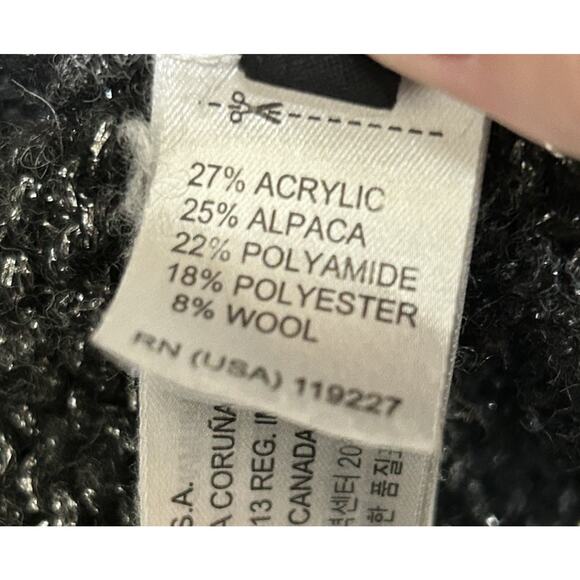 Massimo Dutti Open Knit Sweater Gray Gold Metallic Crew Neck Alpaca Wool - Small - Picture 6 of 7